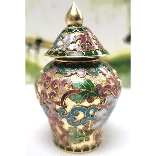 CLOISONNE BOX09 1.75"X2.75" GREEN